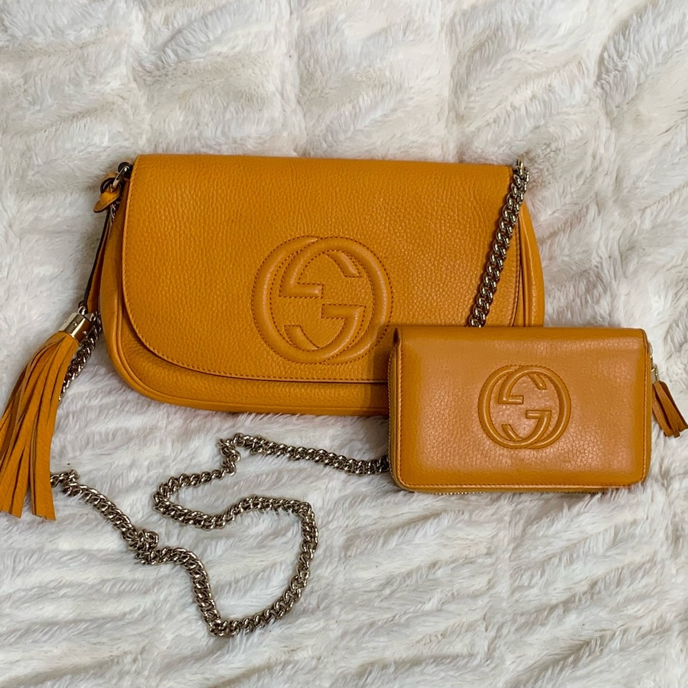 $895==SOLD==🍑Gucci soho flap Shoulder bag w/wallet🍑